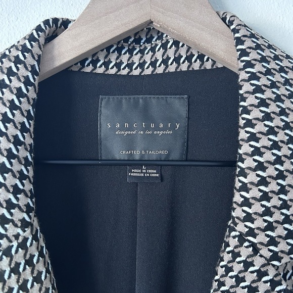 Sanctuary Carly Coat Longline Blazer Jacket Saddle Houndstooth Oversized Size L - Picture 7 of 13